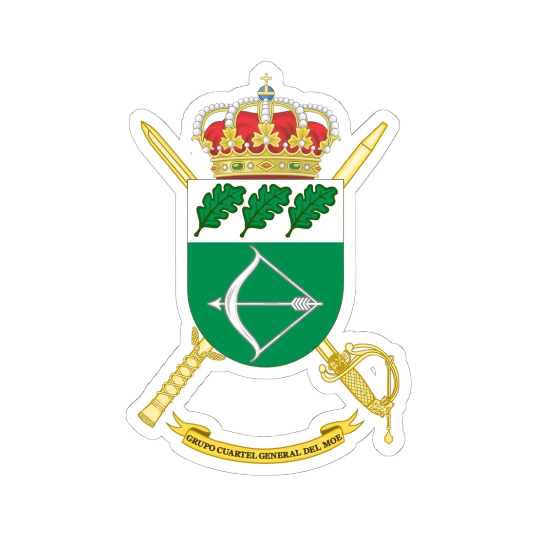 Coat of Arms of the MOE Headquarters Group (Spain) (Coat of Arms) STICKER Vinyl Kiss-Cut Decal 6 Inch White - The Sticker Space