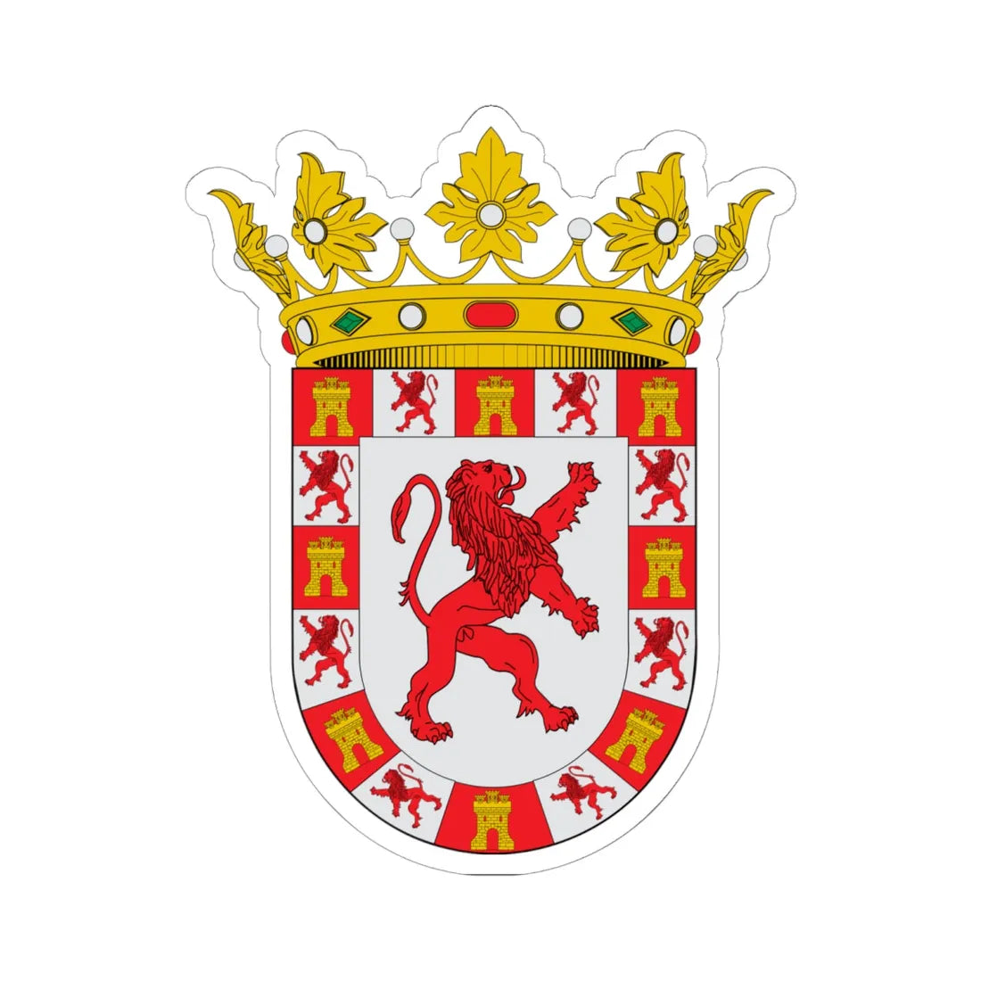 Coat of arms of the New Kingdom of León (Mexico) (Coat of Arms) STICKER Vinyl Kiss-Cut Decal 6 Inch White - The Sticker Space