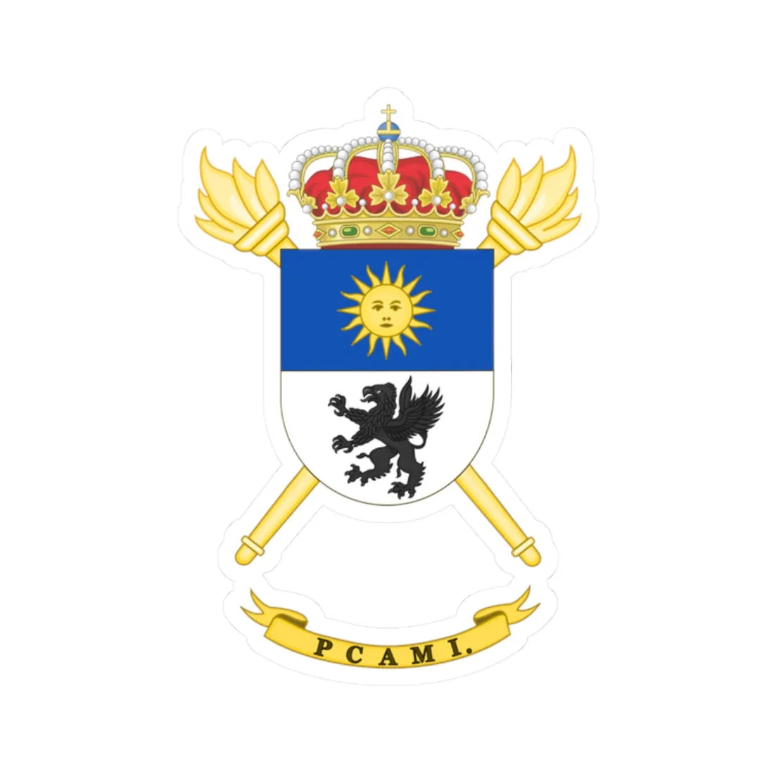 Coat of Arms of the PCAMI (Spain) (Coat of Arms) STICKER Vinyl Kiss-Cut Decal 2 Inch White - The Sticker Space