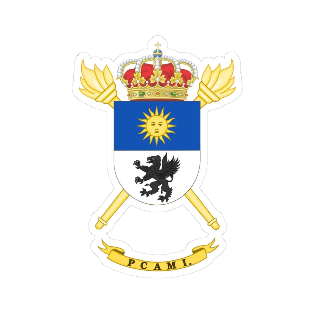 Coat of Arms of the PCAMI (Spain) (Coat of Arms) STICKER Vinyl Kiss-Cut Decal 3 Inch White - The Sticker Space