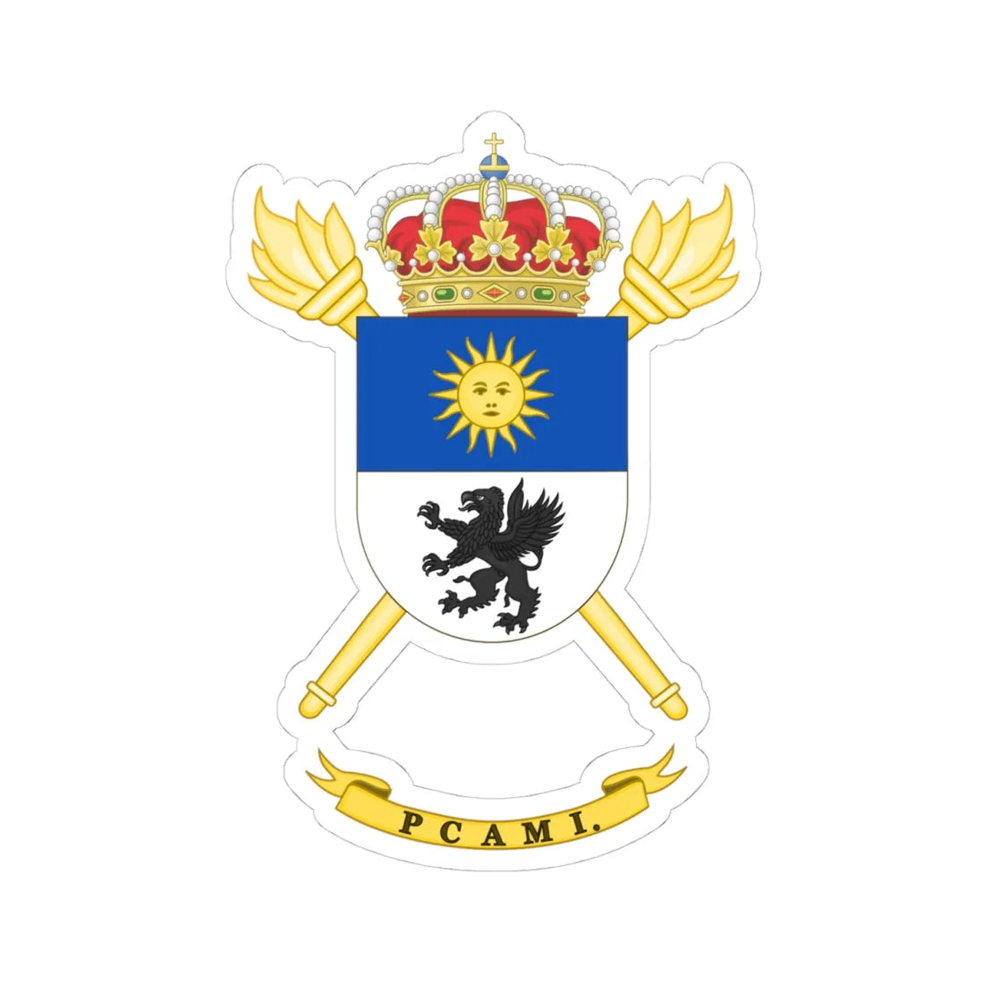 Coat of Arms of the PCAMI (Spain) (Coat of Arms) STICKER Vinyl Kiss-Cut Decal 4 Inch White - The Sticker Space