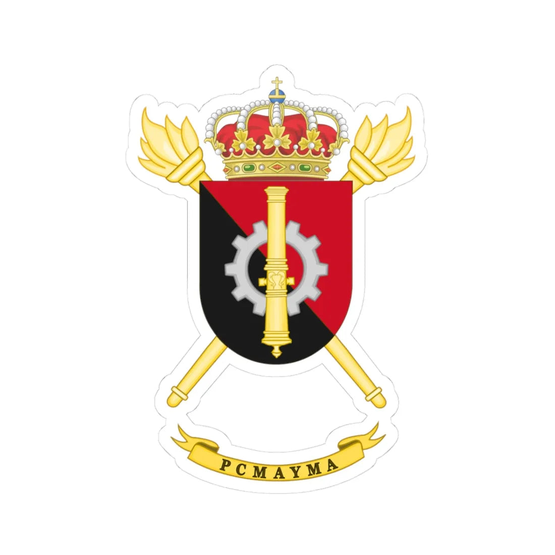 Coat of Arms of the PCMAYMA (Spain) (Coat of Arms) STICKER Vinyl Kiss-Cut Decal 3 Inch White - The Sticker Space