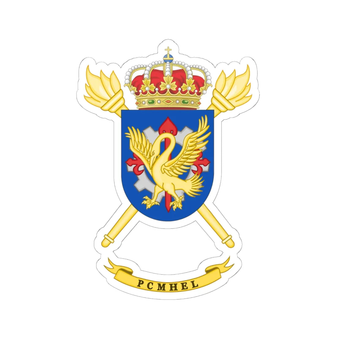 Coat of Arms of the PCMHEL (Spain) (Coat of Arms) STICKER Vinyl Kiss-Cut Decal 6 Inch White - The Sticker Space