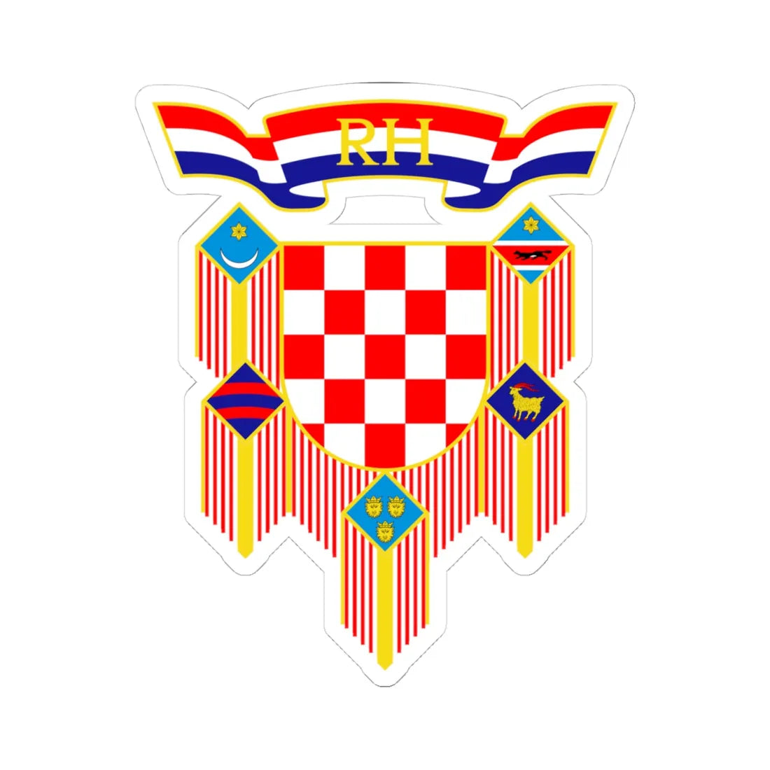 Coat of arms of the President of Croatia (Croatia) (Coat of Arms) STICKER Vinyl Kiss-Cut Decal 4 Inch White - The Sticker Space