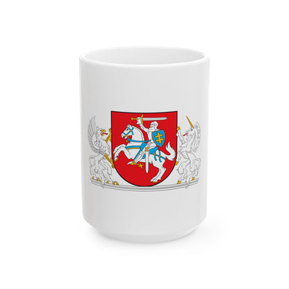 Coat of arms of the President of Lithuania - White Coffee Mug-15oz-The Sticker Space