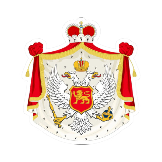 Coat of arms of the Principality of Montenegro alternate (Montenegro) (Coat of Arms) STICKER Vinyl Kiss-Cut Decal 2 Inch White - The Sticker Space