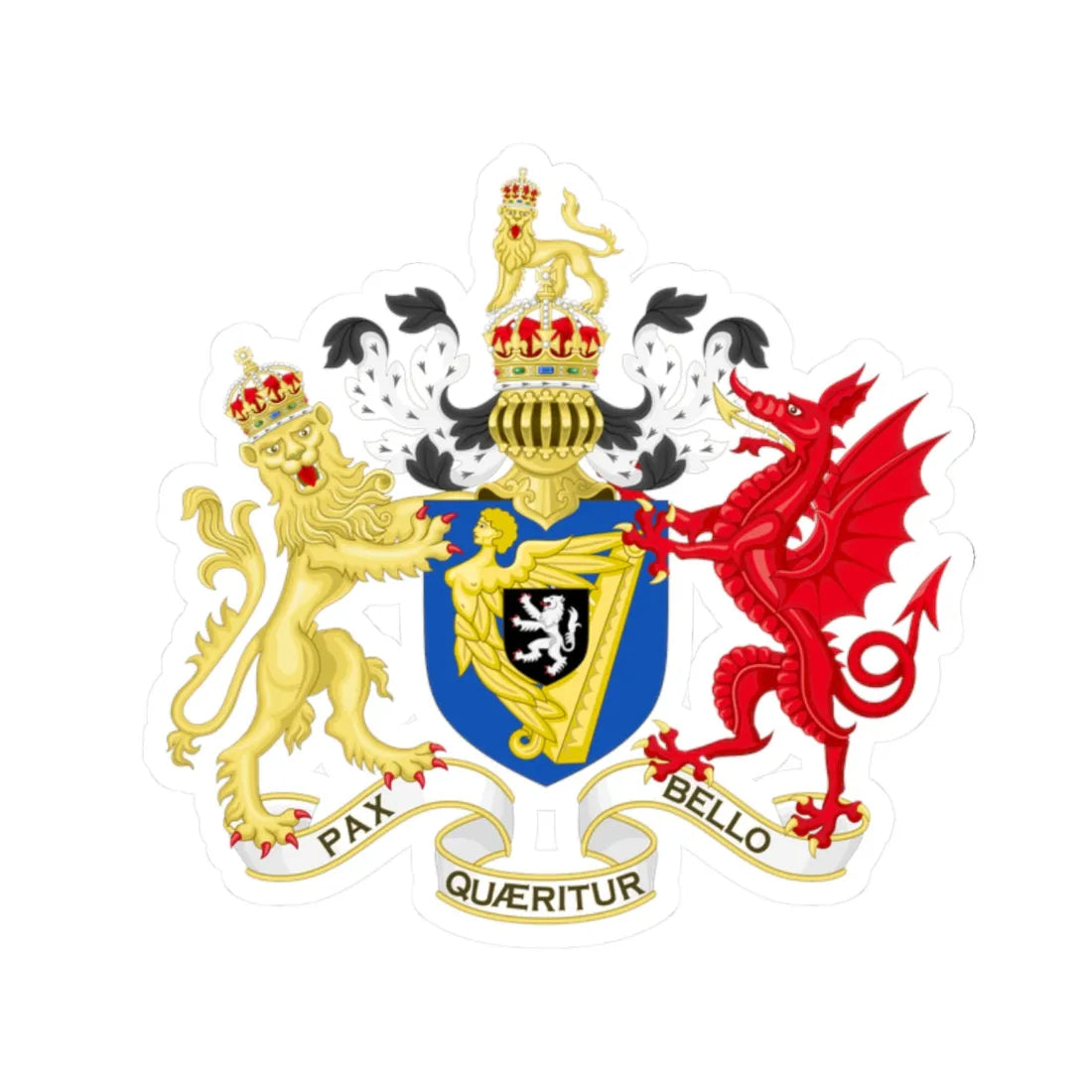 Coat of Arms of the Protectorate in Ireland 1653-1659 (Ireland) (Coat of Arms) STICKER Vinyl Kiss-Cut Decal 2 Inch White - The Sticker Space