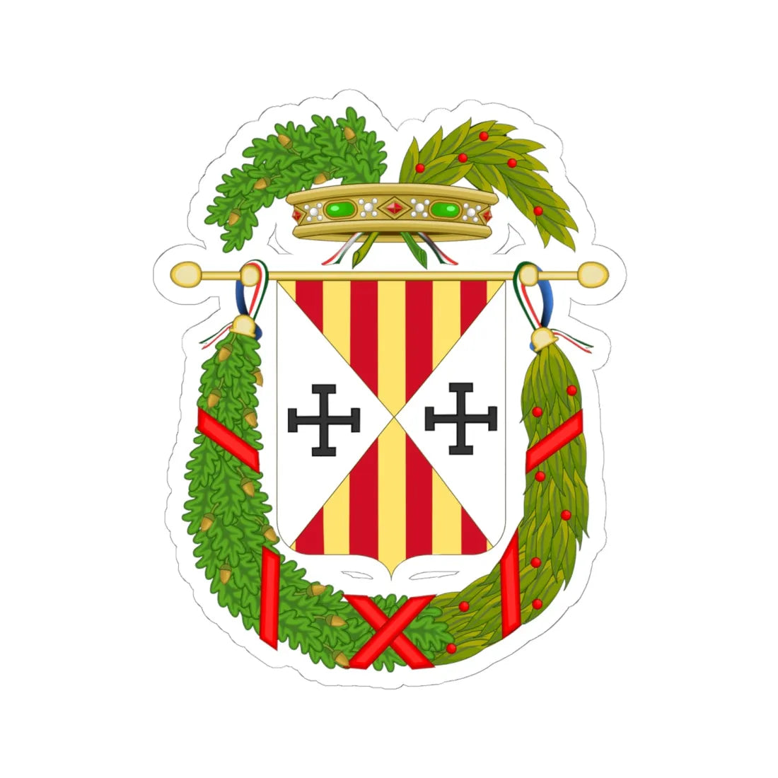 Coat of Arms of the Province of Catanzaro (Italy) (Coat of Arms) STICKER Vinyl Kiss-Cut Decal 6 Inch White - The Sticker Space