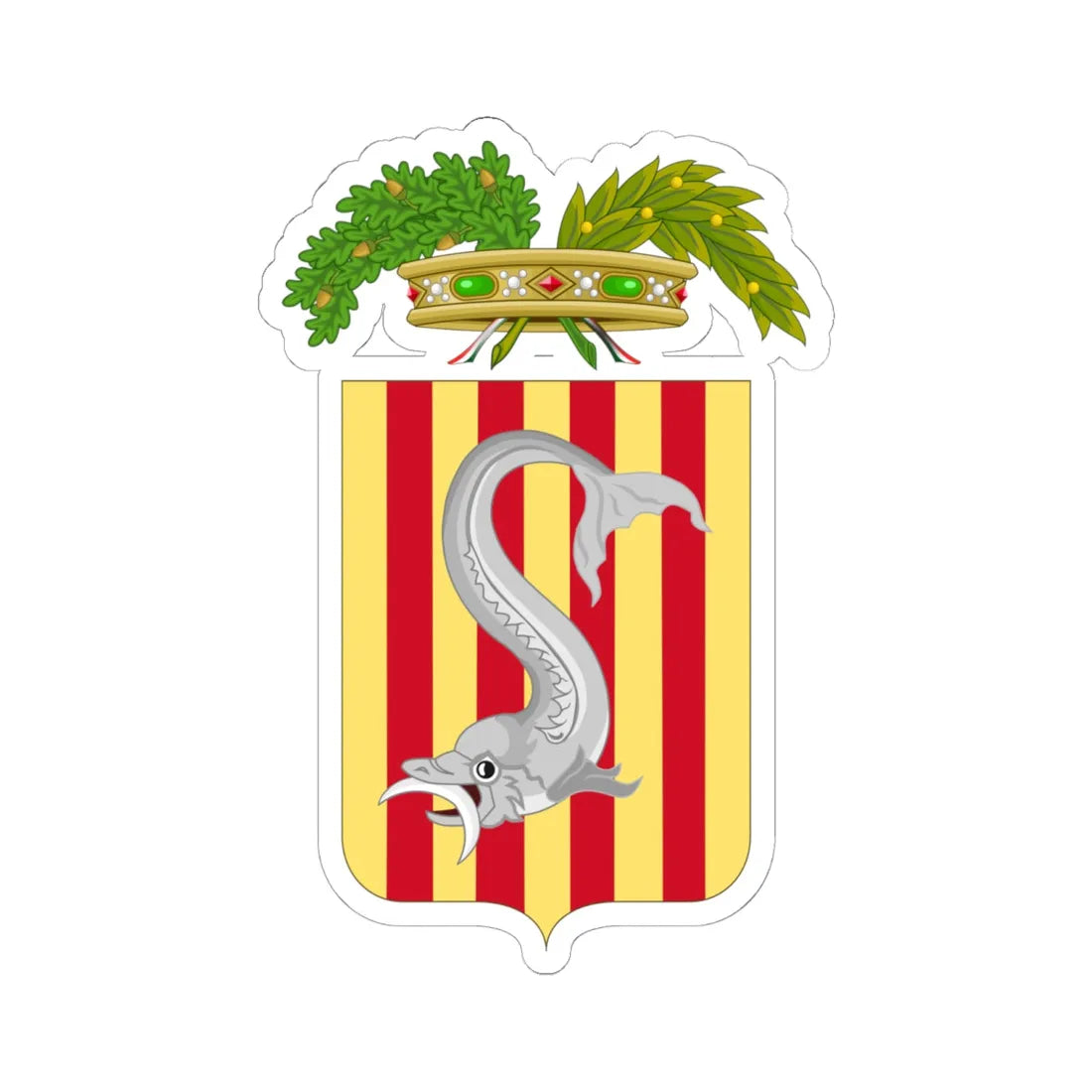 Coat of Arms of the Province of Lecce (Italy) (Coat of Arms) STICKER Vinyl Kiss-Cut Decal 6 Inch White - The Sticker Space