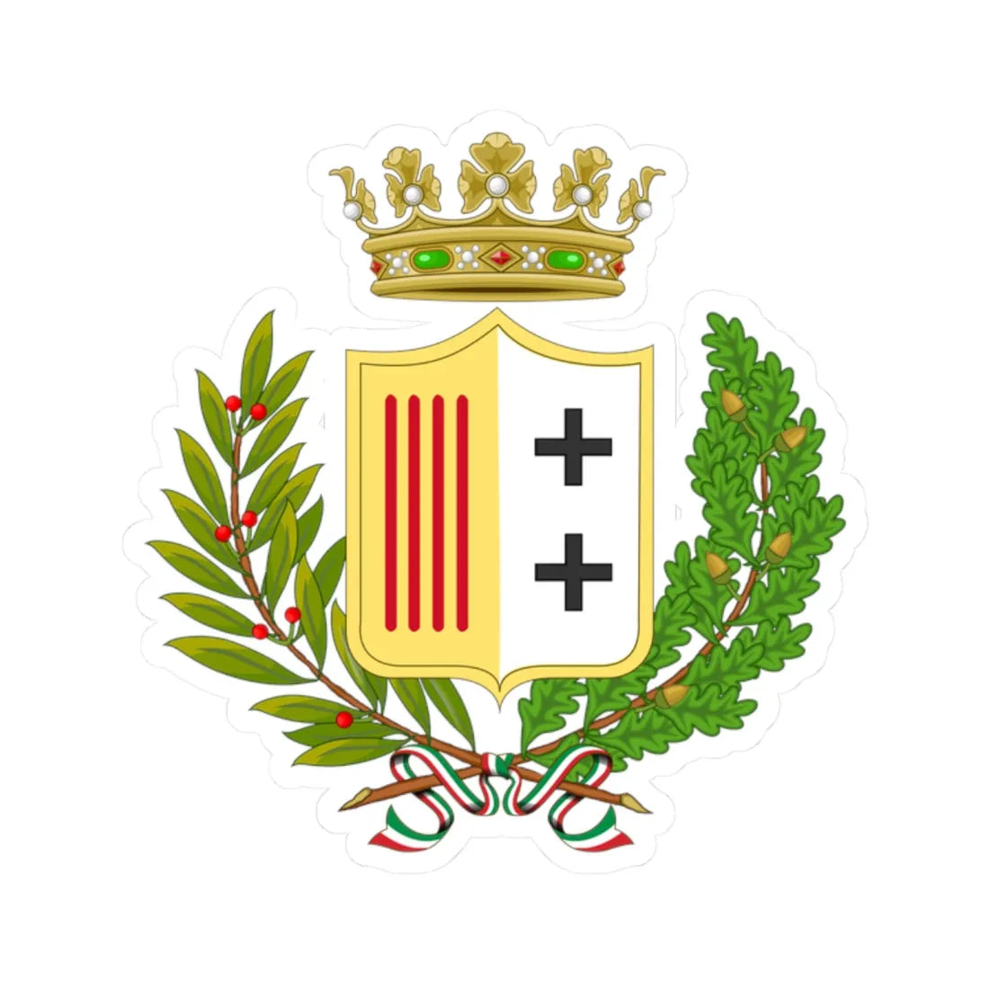 Coat of Arms of the Province of Reggio-Calabria (Italy) (Coat of Arms) STICKER Vinyl Kiss-Cut Decal 2 Inch White - The Sticker Space