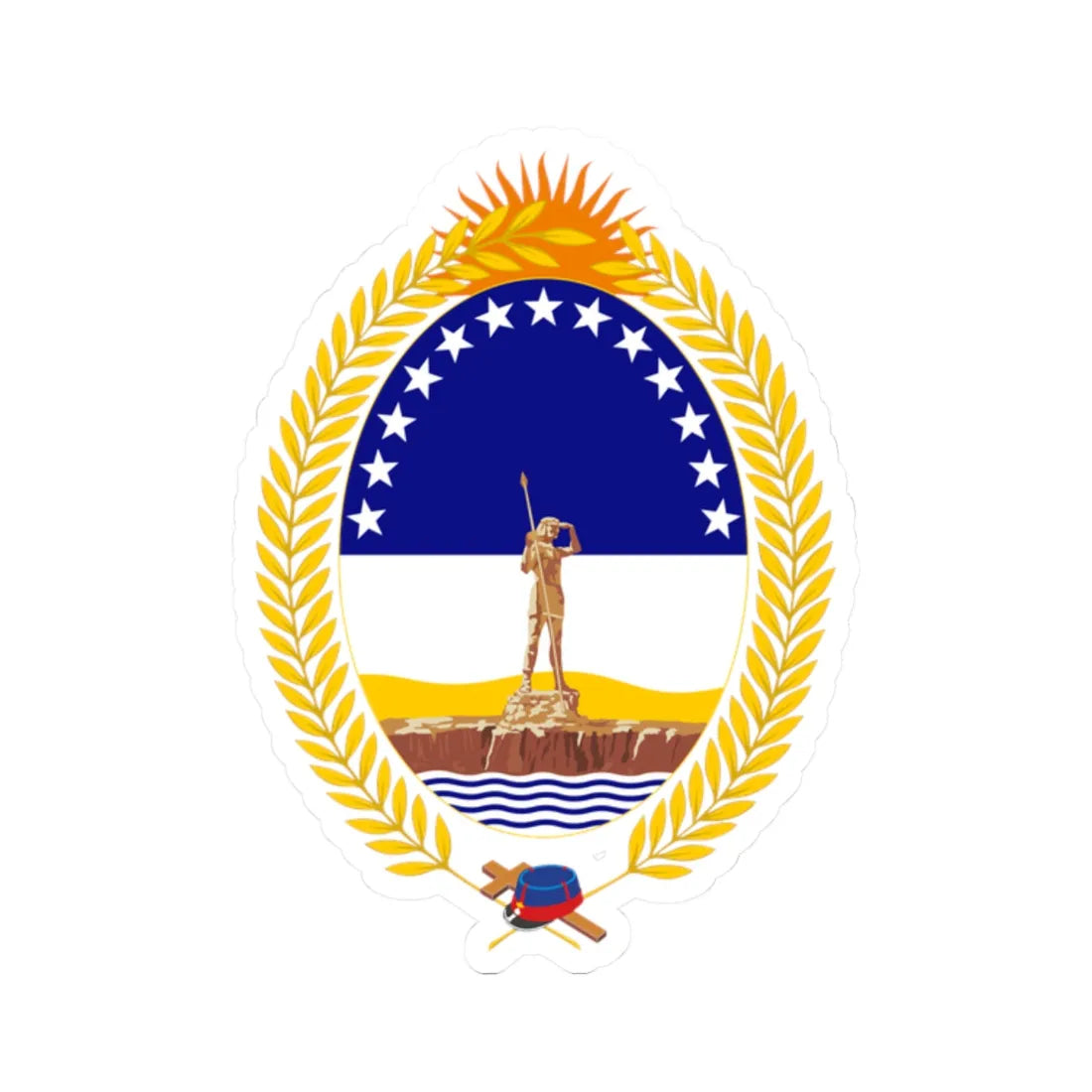 Coat of arms of the Rio Negro Province 1982-2009 (Argentina) (Coat of Arms) STICKER Vinyl Kiss-Cut Decal 2 Inch White - The Sticker Space