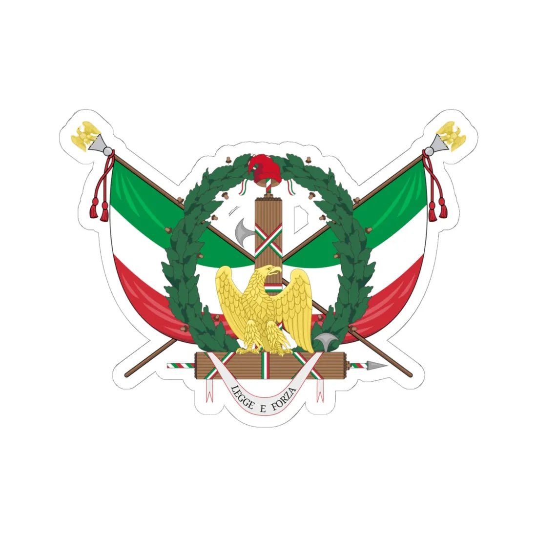 Coat of arms of the Roman Republic 1849 (Italy) (Coat of Arms) STICKER Vinyl Kiss-Cut Decal 6 Inch White - The Sticker Space
