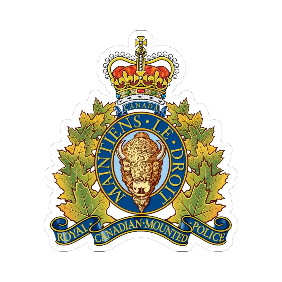Coat of arms of the Royal Canadian Mounted Police (Canada) (Coat of Arms) STICKER Vinyl Kiss-Cut Decal 3 Inch White - The Sticker Space