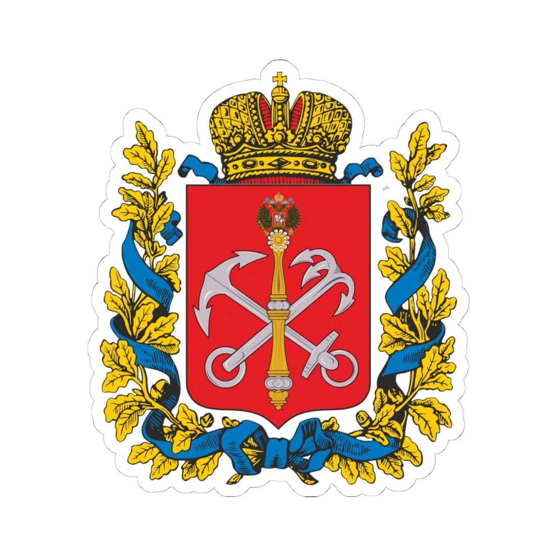 Coat of Arms of the Saint Petersburg governorate (Russia) (Coat of Arms) STICKER Vinyl Kiss-Cut Decal 4 Inch White - The Sticker Space