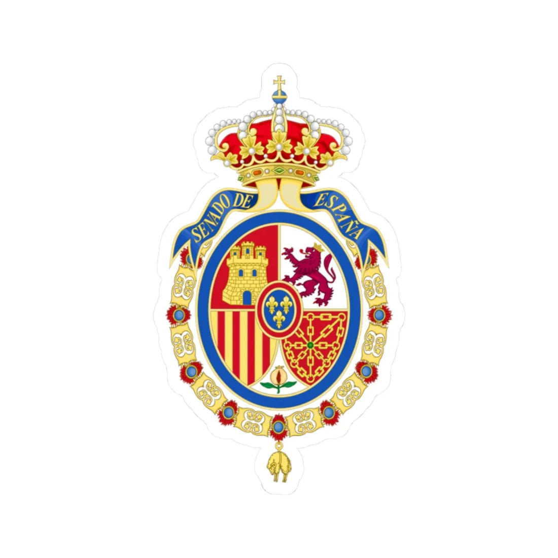 Coat of Arms of the Senate of Spain (Spain) (Coat of Arms) STICKER Vinyl Kiss-Cut Decal 2 Inch White - The Sticker Space