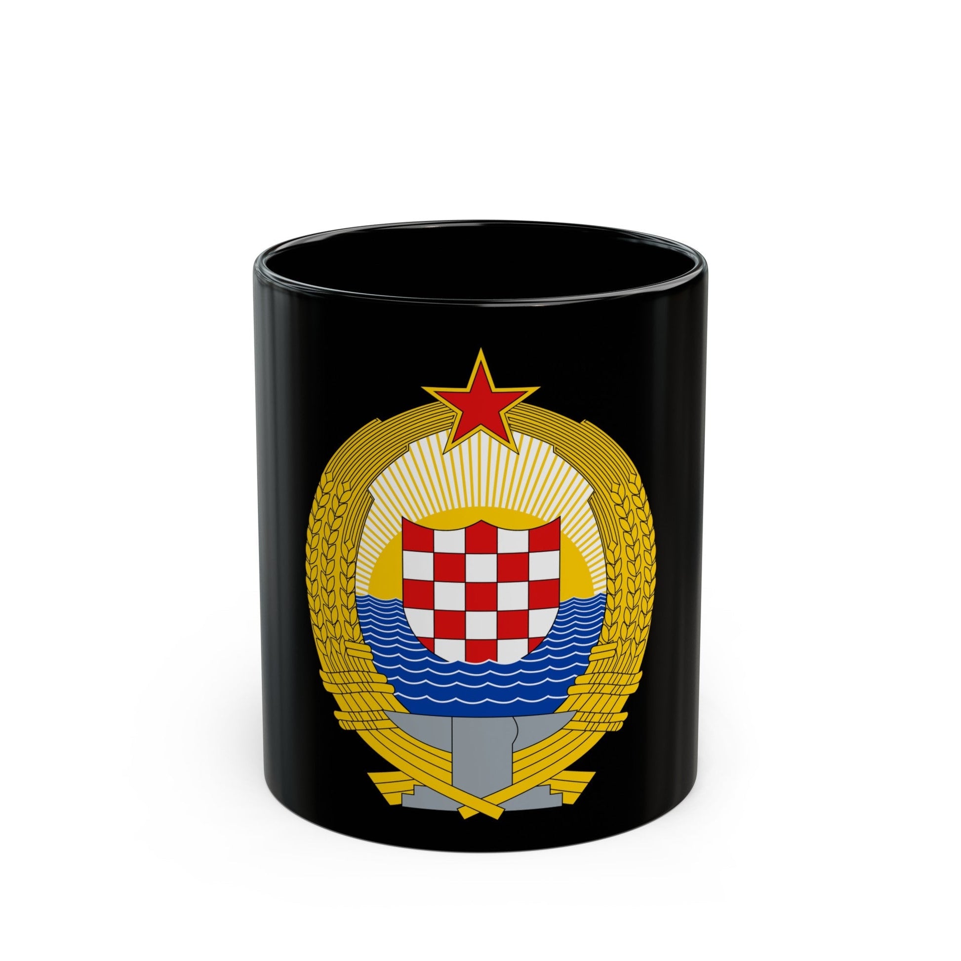 Coat of Arms of the Socialist Republic of Croatia - Black Coffee Mug-11oz-The Sticker Space