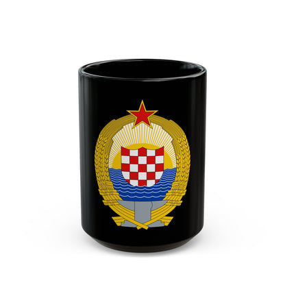 Coat of Arms of the Socialist Republic of Croatia - Black Coffee Mug-15oz-The Sticker Space