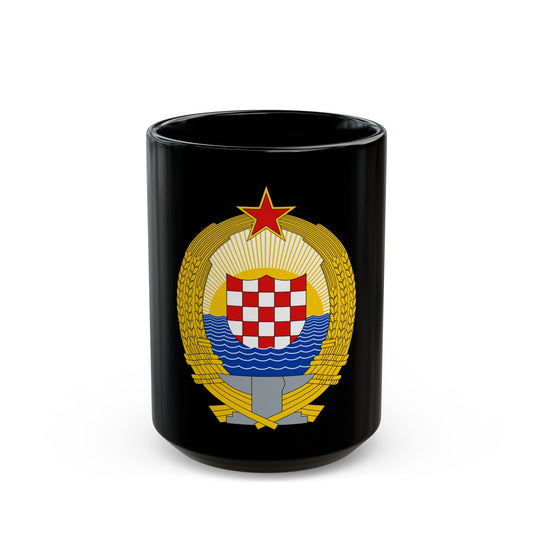 Coat of Arms of the Socialist Republic of Croatia - Black Coffee Mug-15oz-The Sticker Space