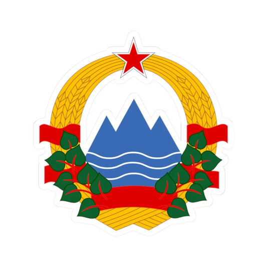 Coat of Arms of the Socialist Republic of Slovenia (Slovenia) (Coat of Arms) STICKER Vinyl Kiss-Cut Decal 2 Inch White - The Sticker Space