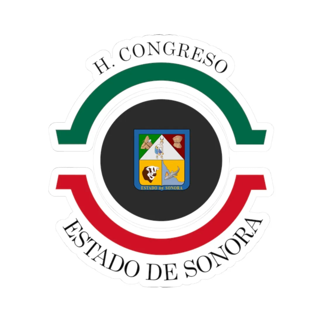 Coat of arms of the Sonora Congress (Mexico) (Coat of Arms) STICKER Vinyl Kiss-Cut Decal 2 Inch White - The Sticker Space