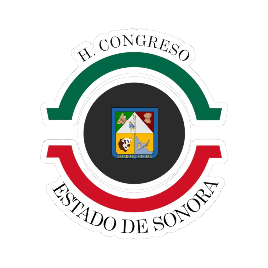 Coat of arms of the Sonora Congress (Mexico) (Coat of Arms) STICKER Vinyl Kiss-Cut Decal 3 Inch White - The Sticker Space