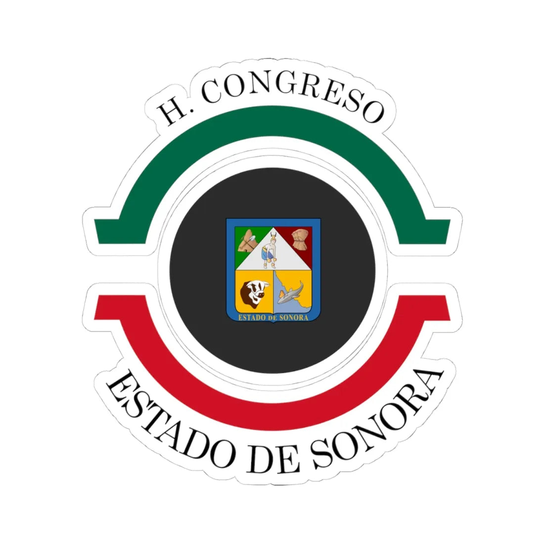 Coat of arms of the Sonora Congress (Mexico) (Coat of Arms) STICKER Vinyl Kiss-Cut Decal 4 Inch White - The Sticker Space