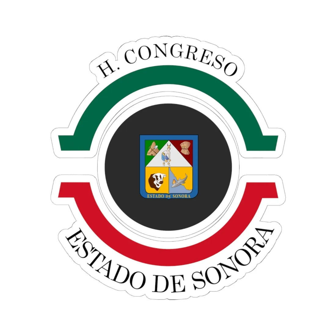 Coat of arms of the Sonora Congress (Mexico) (Coat of Arms) STICKER Vinyl Kiss-Cut Decal 6 Inch White - The Sticker Space