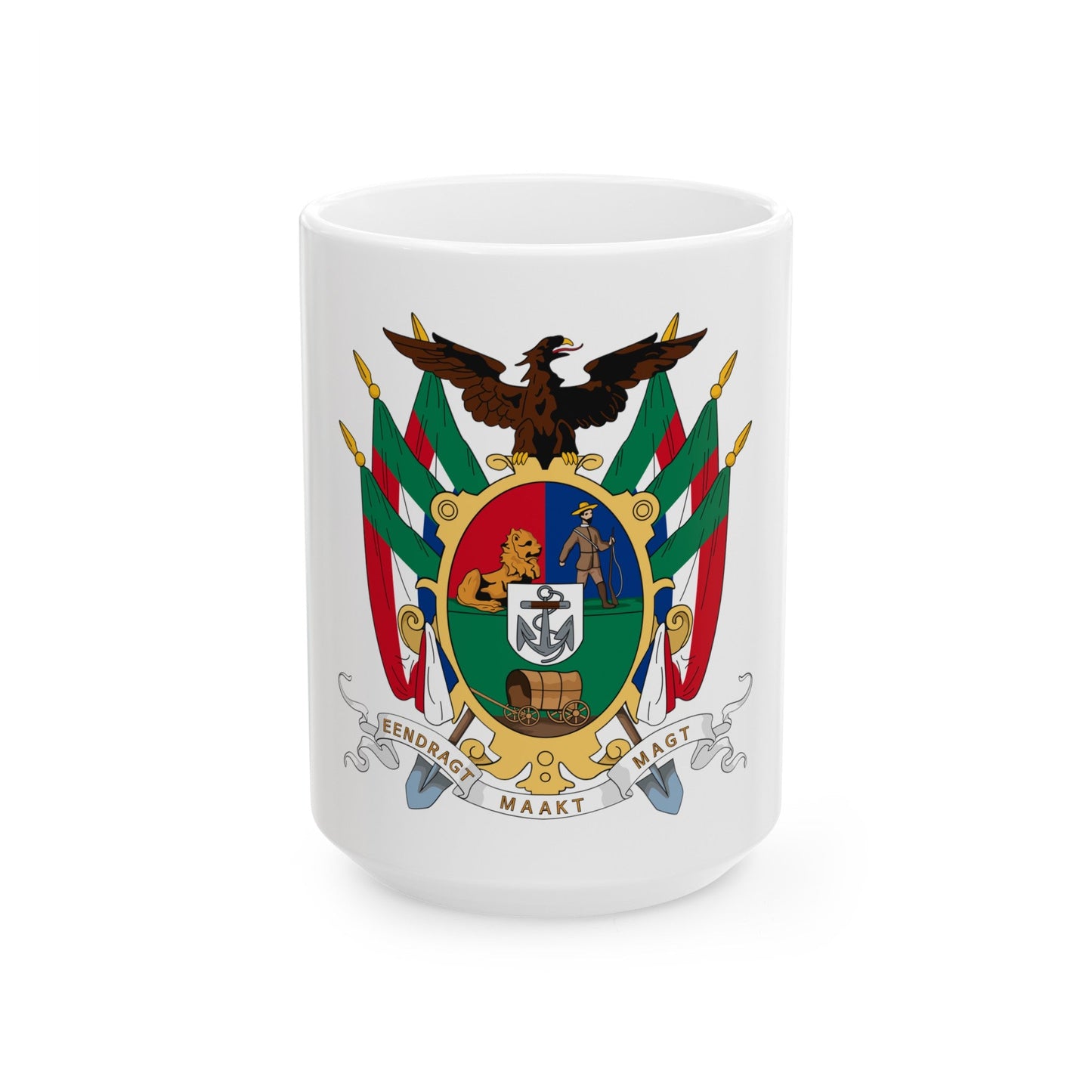 Coat of arms of the South African Republic - White Coffee Mug-15oz-The Sticker Space