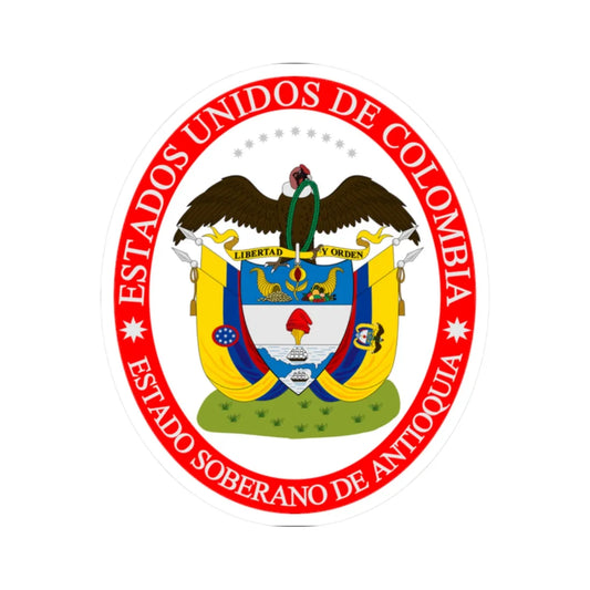 Coat of arms of the Sovereign State of Antioquia (Colombia) (Coat of Arms) STICKER Vinyl Kiss-Cut Decal 2 Inch White - The Sticker Space