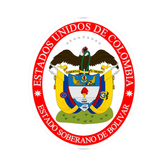 Coat of arms of the Sovereign State of Bolivar (Colombia) (Coat of Arms) STICKER Vinyl Kiss-Cut Decal 2 Inch White - The Sticker Space