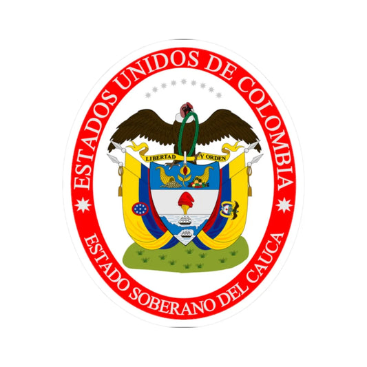 Coat of arms of the Sovereign State of Cauca (Colombia) (Coat of Arms) STICKER Vinyl Kiss-Cut Decal 2 Inch White - The Sticker Space