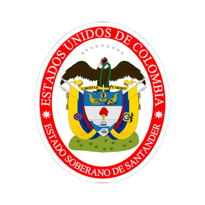 Coat of arms of the Sovereign State of Santander (Colombia) (Coat of Arms) STICKER Vinyl Kiss-Cut Decal 4 Inch White - The Sticker Space