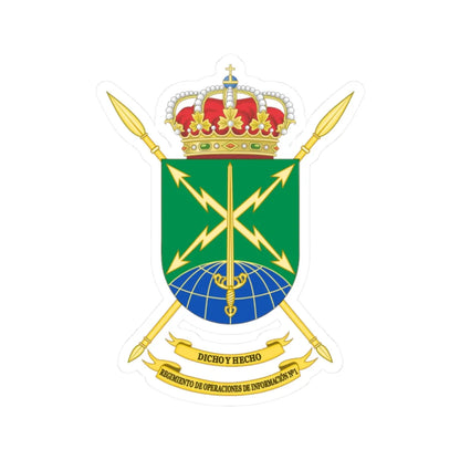 Coat of Arms of the Spanish Army 1st Information Operations Regiment (Spain) (Coat of Arms) STICKER Vinyl Kiss-Cut Decal 2 Inch White - The Sticker Space