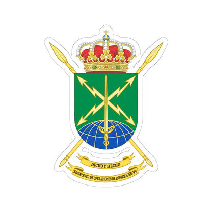Coat of Arms of the Spanish Army 1st Information Operations Regiment (Spain) (Coat of Arms) STICKER Vinyl Kiss-Cut Decal 6 Inch White - The Sticker Space