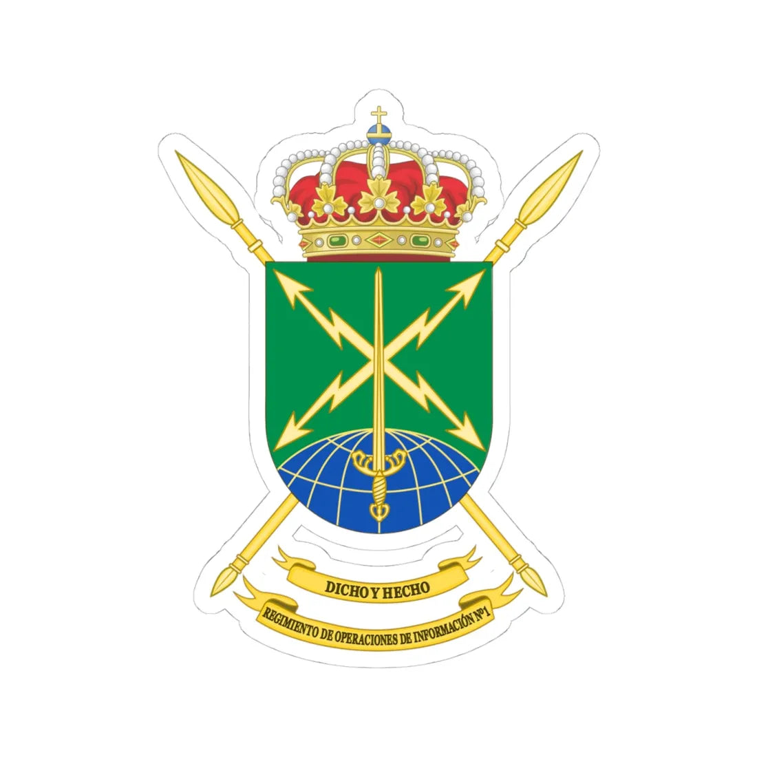 Coat of Arms of the Spanish Army 1st Information Operations Regiment (Spain) (Coat of Arms) STICKER Vinyl Kiss-Cut Decal - The Sticker Space