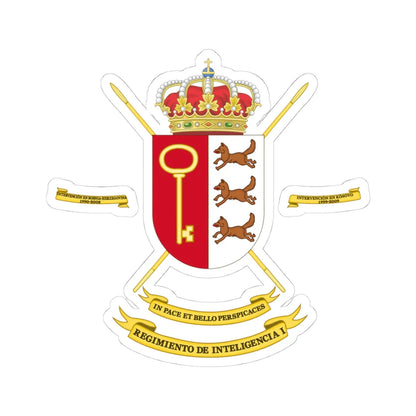Coat of Arms of the Spanish Army 1st Intelligence Regiment (Spain) (Coat of Arms) STICKER Vinyl Kiss-Cut Decal 4 Inch White - The Sticker Space