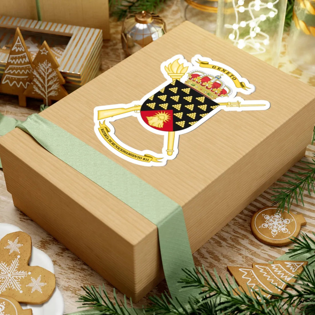 Coat of Arms of the Spanish Army 811th Munitions Battery (Spain) (Coat of Arms) STICKER Vinyl Kiss-Cut Decal - The Sticker Space