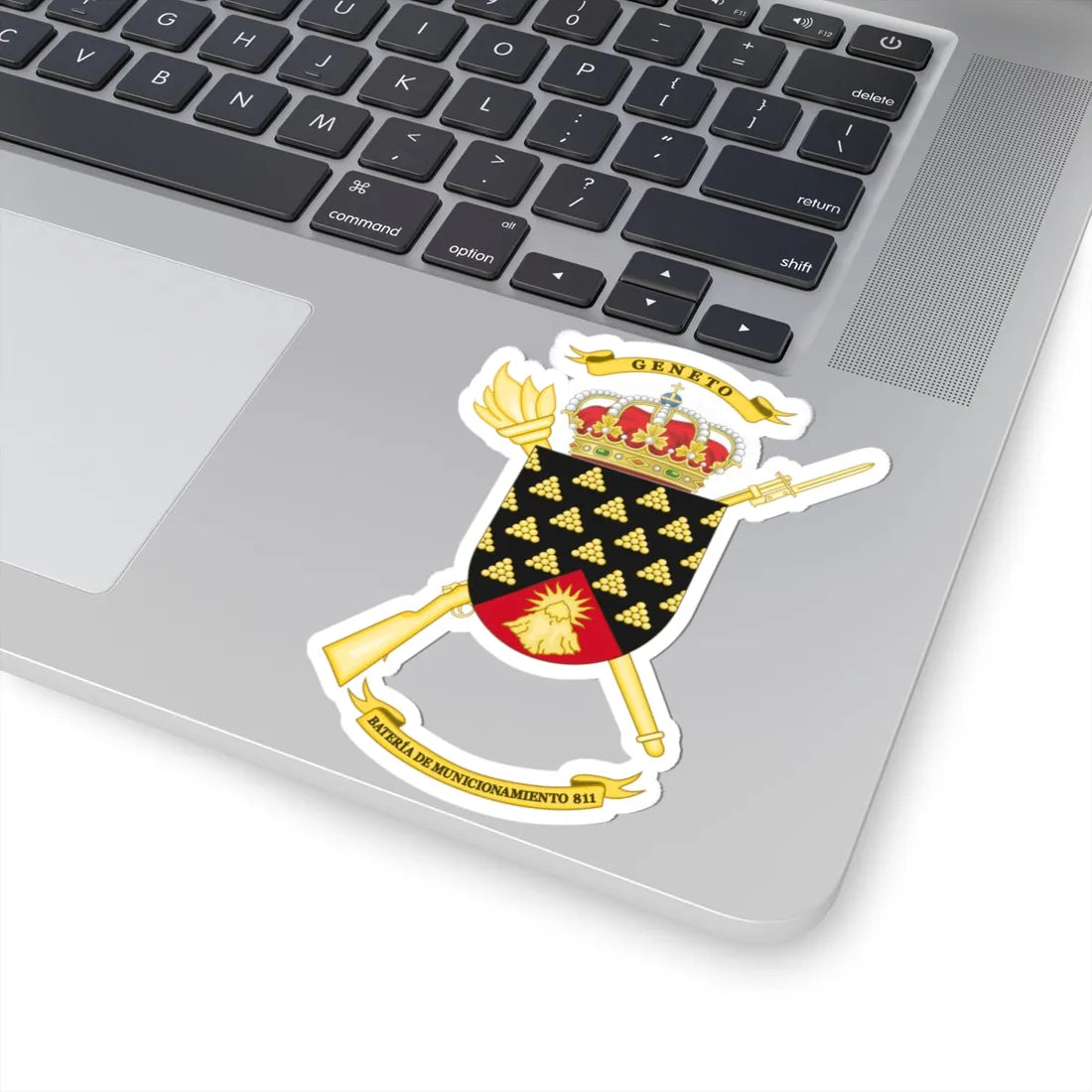 Coat of Arms of the Spanish Army 811th Munitions Battery (Spain) (Coat of Arms) STICKER Vinyl Kiss-Cut Decal - The Sticker Space