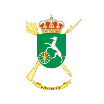 Coat of Arms of the Spanish Army 9th-21Transport Group (Spain) (Coat of Arms) STICKER Vinyl Kiss-Cut Decal 2 Inch White - The Sticker Space