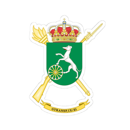 Coat of Arms of the Spanish Army 9th-21Transport Group (Spain) (Coat of Arms) STICKER Vinyl Kiss-Cut Decal 4 Inch White - The Sticker Space