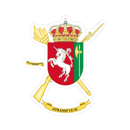 Coat of Arms of the Spanish Army 9th-41Transport Group (Spain) (Coat of Arms) STICKER Vinyl Kiss-Cut Decal 3 Inch White - The Sticker Space
