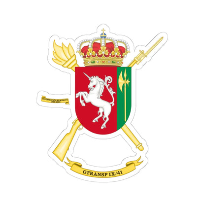 Coat of Arms of the Spanish Army 9th-41Transport Group (Spain) (Coat of Arms) STICKER Vinyl Kiss-Cut Decal 6 Inch White - The Sticker Space
