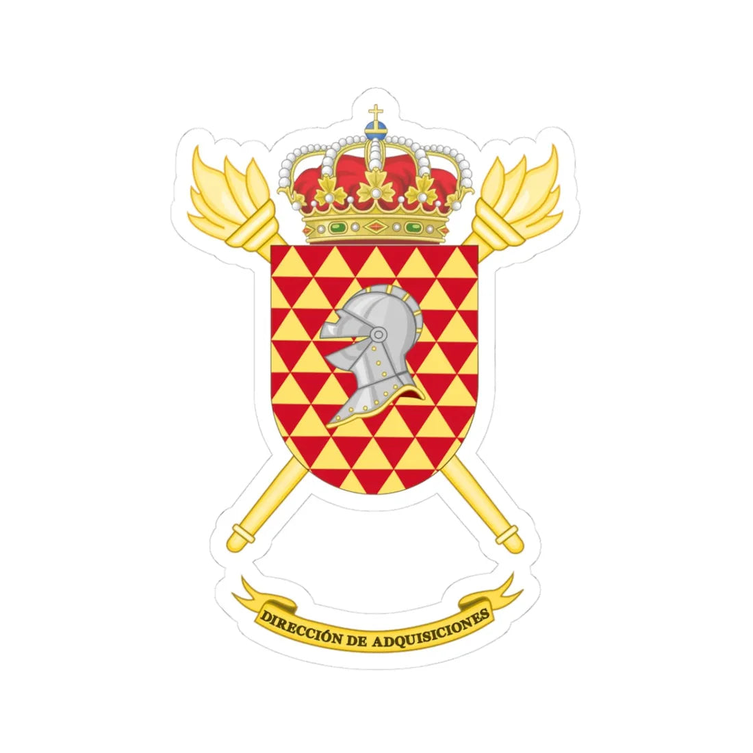 Coat of Arms of the Spanish Army Acquisitions Directorate (Spain) (Coat of Arms) STICKER Vinyl Kiss-Cut Decal 3 Inch White - The Sticker Space