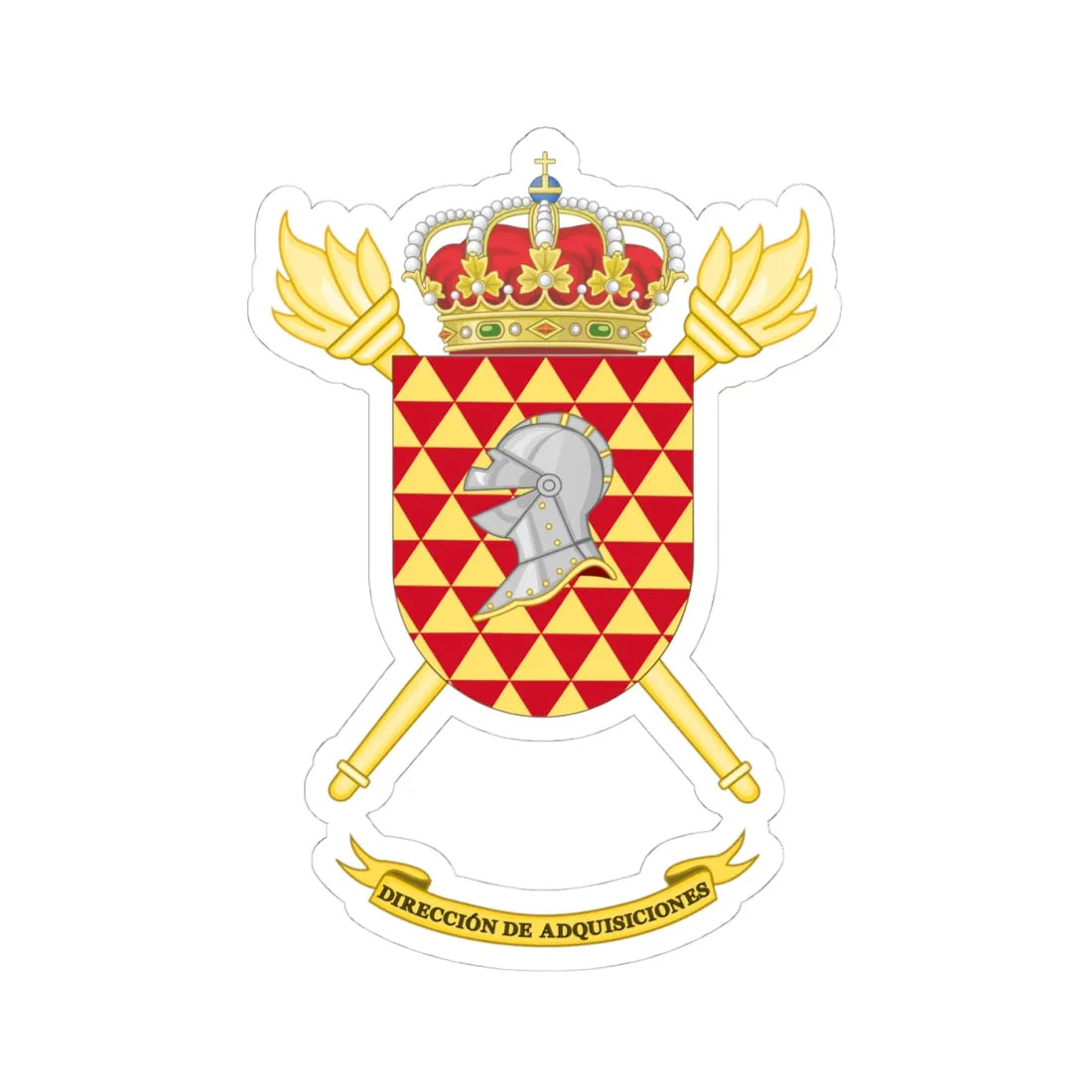 Coat of Arms of the Spanish Army Acquisitions Directorate (Spain) (Coat of Arms) STICKER Vinyl Kiss-Cut Decal 4 Inch White - The Sticker Space