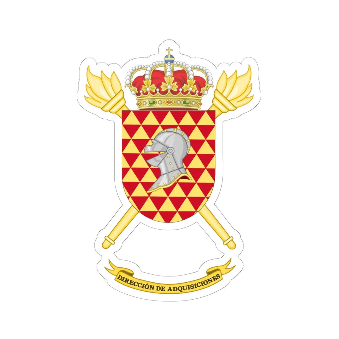 Coat of Arms of the Spanish Army Acquisitions Directorate (Spain) (Coat of Arms) STICKER Vinyl Kiss-Cut Decal 6 Inch White - The Sticker Space