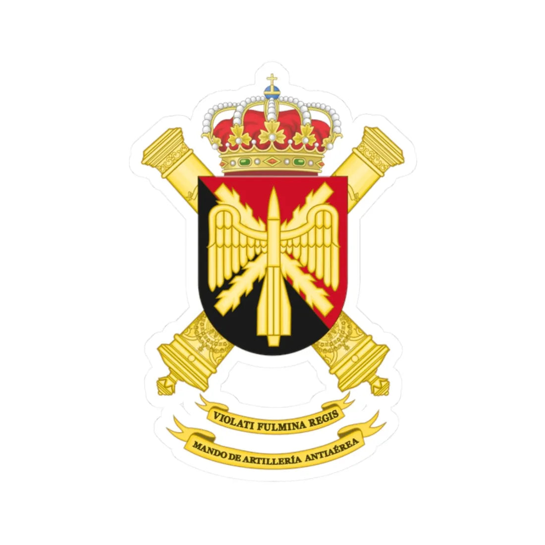 Coat of Arms of the Spanish Army Air Defence Command (Spain) (Coat of Arms) STICKER Vinyl Kiss-Cut Decal 2 Inch White - The Sticker Space