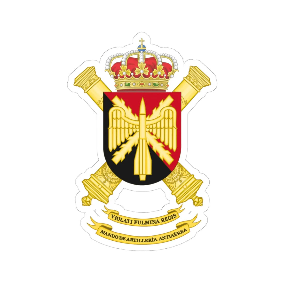 Coat of Arms of the Spanish Army Air Defence Command (Spain) (Coat of Arms) STICKER Vinyl Kiss-Cut Decal 4 Inch White - The Sticker Space