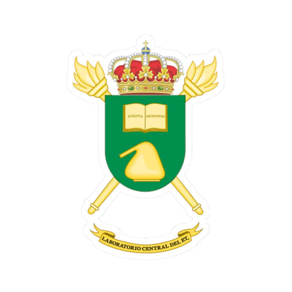 Coat of Arms of the Spanish Army Central Laboratory (Spain) (Coat of Arms) STICKER Vinyl Kiss-Cut Decal 2 Inch White - The Sticker Space