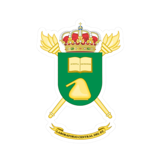 Coat of Arms of the Spanish Army Central Laboratory (Spain) (Coat of Arms) STICKER Vinyl Kiss-Cut Decal 2 Inch White - The Sticker Space
