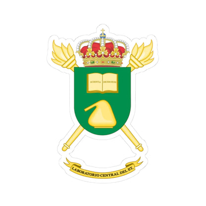 Coat of Arms of the Spanish Army Central Laboratory (Spain) (Coat of Arms) STICKER Vinyl Kiss-Cut Decal 3 Inch White - The Sticker Space